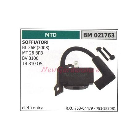 Bobina accensione MTD per motori soffiatori BL 26P (2008) MT 26 BPB BV 3100 TB 310 QS 021763 | NewgardenParts.com