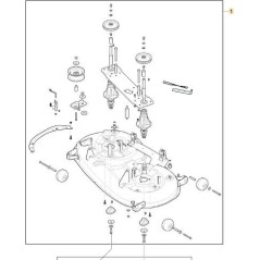 Cutting deck assembly ORIGINAL STIGA 108SD MTR lawn tractor side discharge