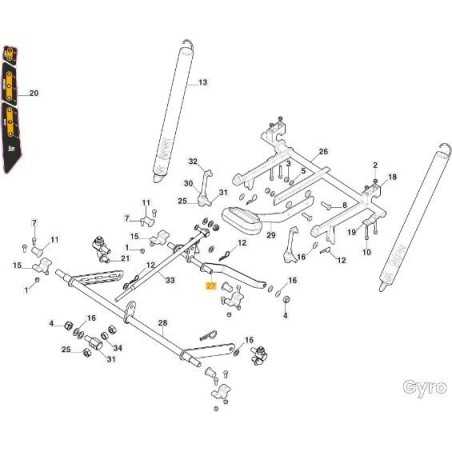 ASTA POSTERIORE SOLLEVAMENTO PIATTO 108 eZTR ORIGINALE STIGA - 387000329/0 | NewgardenParts.com