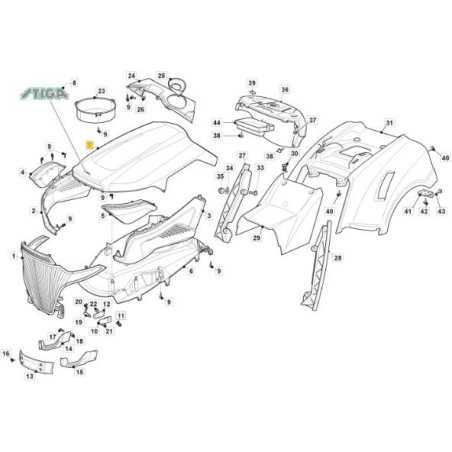 UPPER BONNET TNS YELLOW STIGA ORIGINAL STIGA - 325076978/0 | NewgardenParts.com