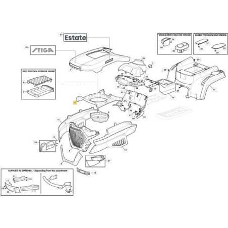 STIGA SDST PP YELLOW BONNET AIR CONVEYOR ORIGINAL STIGA - 325108117/0 | NewgardenParts.com