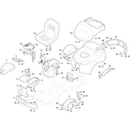 UPPER REAR BONNET COVER PC/PCH YELLOW STIGA ORIGINAL STIGA - 337110373/0 | NewgardenParts.com