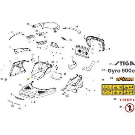 UNTERER SITZABDECKUNG GYRO 900 ORIGINAL STIGA - 337110411/0 | NewgardenParts.com