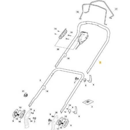 UPPER HANDLE ERGO BATT. CP1-MP1 YELLOW+IMP ORIGINAL STIGA - 381007680/0 | NewgardenParts.com