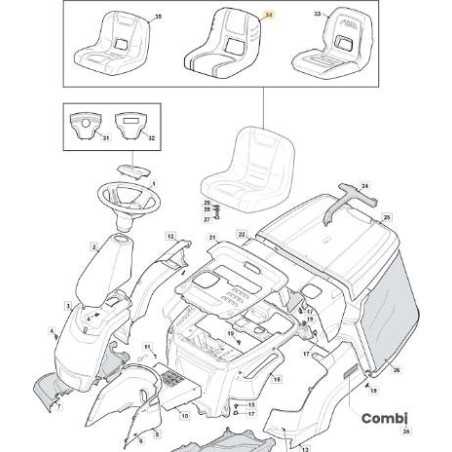 Asiento inteligente con respaldo bajo para cortacésped STIGA 66Q 827M 125722487/0 | NewgardenParts.com