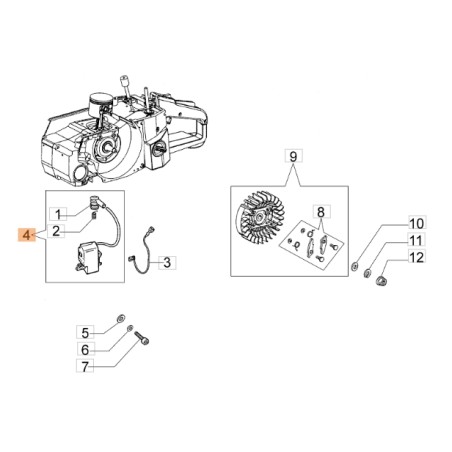 Bobina avviamento decespugliatore modelli BCH40BP ORIGINALE EMAK 2501026BR | NewgardenParts.com