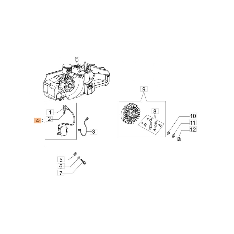 Bobina avviamento motosega modelli GS720 ORIGINALE EMAK 50190036R