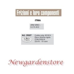 Disco frizione 15027 trattore ITMA 4RM SIRIO G215 AC2 22x18 10 cave 216x152x3,8 | NewgardenParts.com