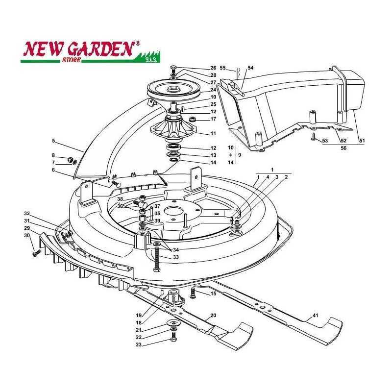 Vue éclatée plateau de coupe 72cm XF130HD tracteur de pelouse CASTELGARDEN 2002-13