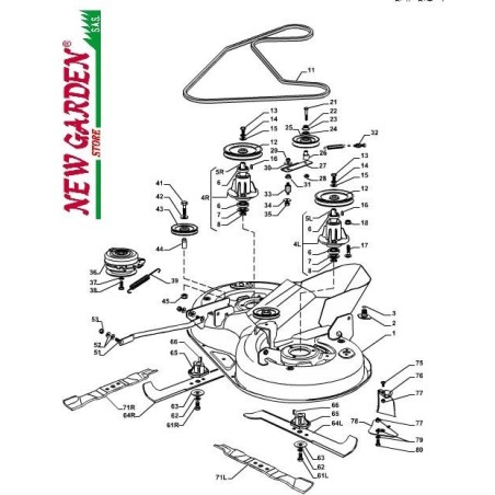 Esploso piatto di taglio 84cm PDC140 trattorino rasaerba CASTELGARDEN 2012-13 | NewgardenParts.com