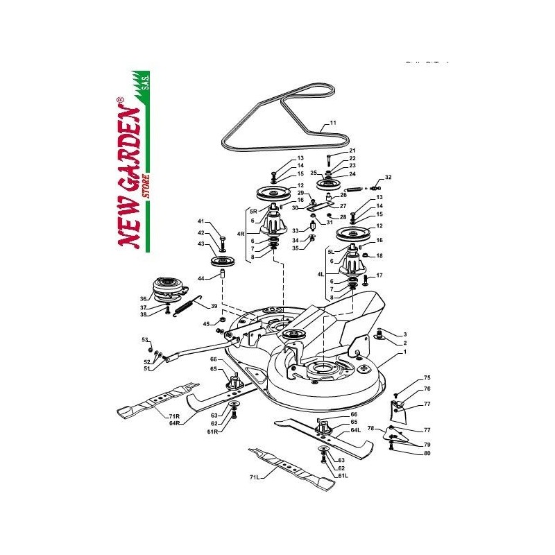 Exploded view cutting deck 84cm XDC140HD lawn tractor CASTELGARDEN 2012-13