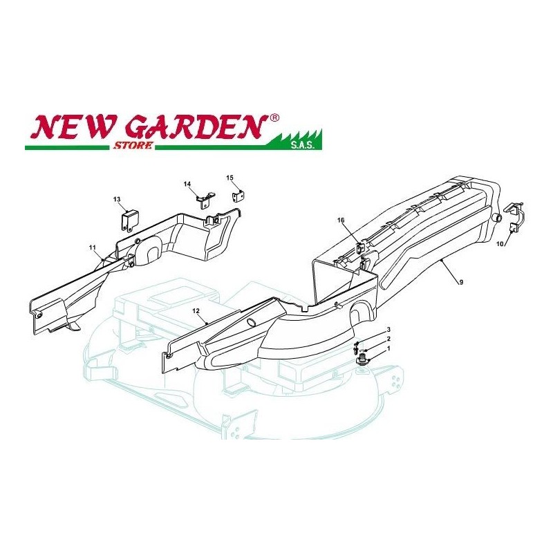 Exploded view conveyor protections 102cm PTC220HD lawn tractor CASTELGARDEN