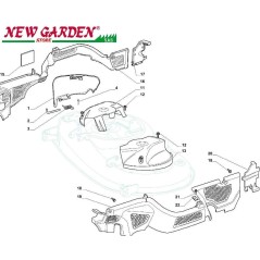 Vue éclatée des protections SD108 XDL190HD tracteur de pelouse CASTELGARDEN 2002-2013