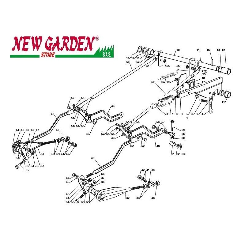 Explosionszeichnung Anheben Mähdeck 122cm XX220HD RasentraktorCASTELGARDEN