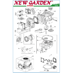 Esploso spaccato motore serie tre trattorino rasaerba Castelgarden TRE 702 | NewgardenParts.com