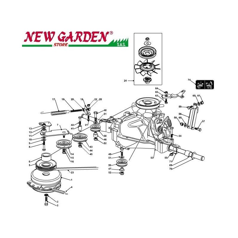 Exploded view transmission 102cm PT170hd Lawn tractor CASTELGARDEN spare parts