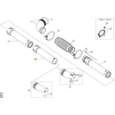 TUBO SOPLADOR CON ACOPLAMIENTOS FINALES ORIGINAL EMAK CFI2413600 | NewgardenParts.com