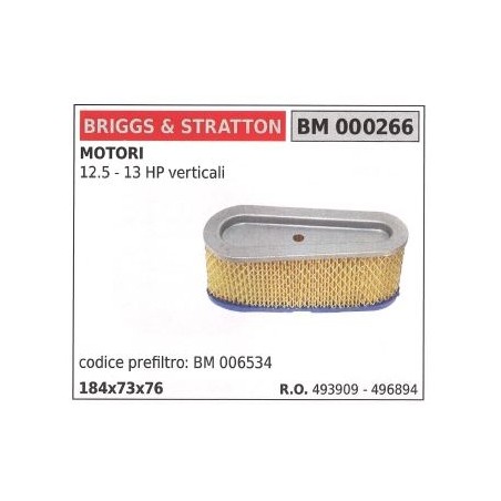 Filtro aria BRIGGS&STRATTON rasaerba tosaerba tagliaerba 12.5 13HP verticali | NewgardenParts.com