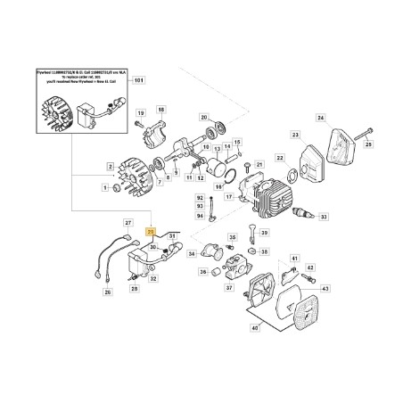 Bobina elettronica motosega modelli 2525 A2500 ORIGINALE STIGA 118805204/0 | NewgardenParts.com