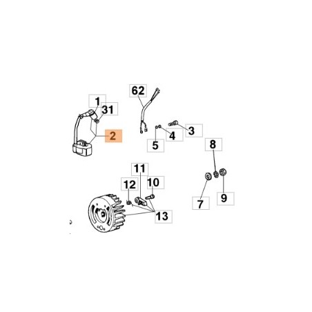 Bobina motopompa modelli SC150 SC180 SC23 301000379R OLEOMAC | NewgardenParts.com