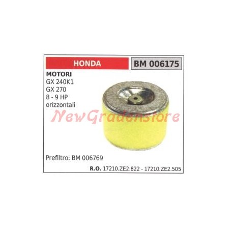 Filtro aria HONDA motore GX 240K1 270 8 9 HP 006175 194010 17210-ZE2-822  17210-ZE2-505 | NewgardenParts.com