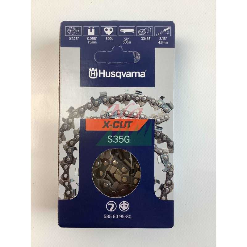 Cadena para motosierra HUSQVARNA X-CUT S35G, espada de 50 cm, paso de 0,325", 80 eslabones