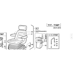 Bracciolo DS x sedile T4 ORIGINALE KUBOTA GIANNI FERRARI 00.73.00.0033