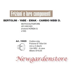 Frizione 3dischi 12x15EV motocoltivatore 401-403 Honda BERTOLINI EMAK15829 YABE | NewgardenParts.com