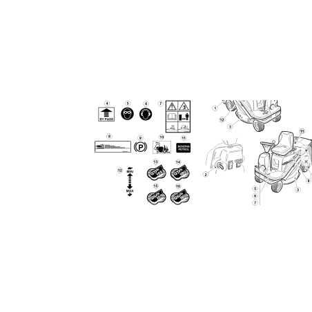 AUFKLEBER FÜR FESTSTELLBREMSE, PVC, GETRIEBE, ORIGINAL, KUBOTA GIANNI FERRARI 00555200241