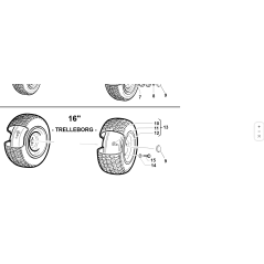 ROUE COMPLÈTE 16x7.50-8 ORIGINALE KUBOTA GIANNI FERRARI 87001480000 | NewgardenParts.com
