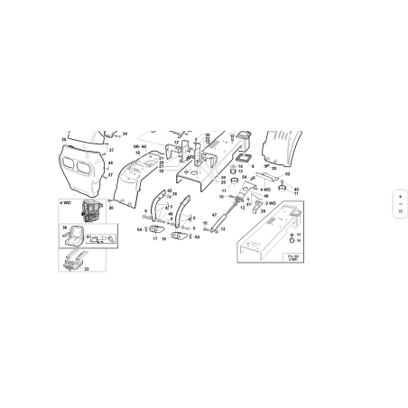 SUPPORT DE CAPOT DROIT PRÉASSEMBLÉ D'ORIGINE KUBOTA GIANNI FERRARI 95301260000