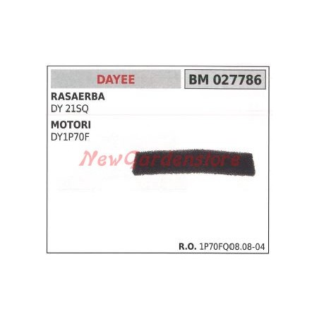 Filtro spugna aria DAYEE per rasaerba DY 21SQ e motori DY1P70F 027786 | NewgardenParts.com