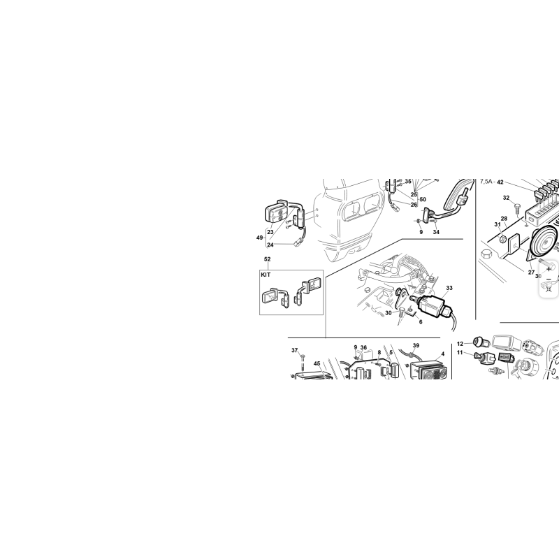 VERDRAHTETES KABEL FÜR ORIGINAL KUBOTA GIANNI FERRARI RH FRONTSCHEINWERFER 95162201001