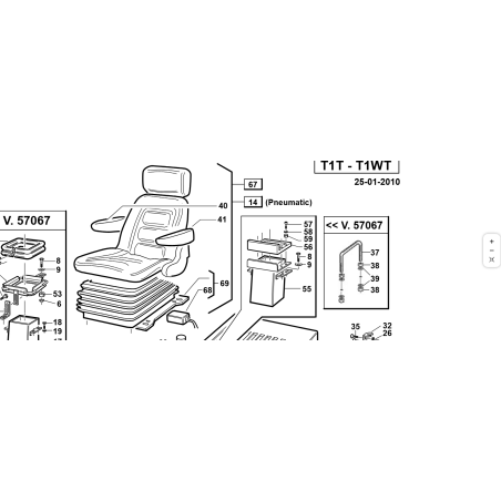 Accoudoir SN pour siège T4 ORIGINAL KUBOTA GIANNI FERRARI 00.73.00.0034