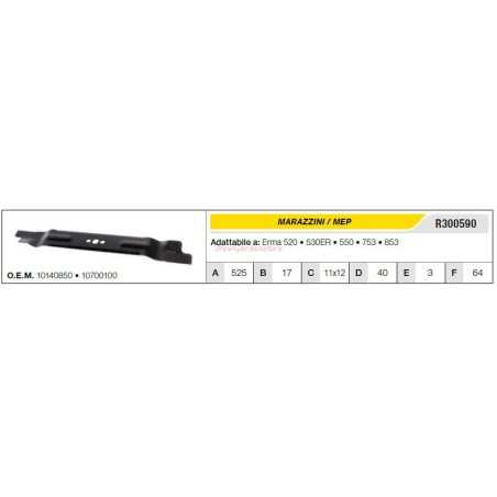 MARAZZINI Rasenmähermesser ERMA 520 530ER R300590 10140850 | NewgardenParts.com