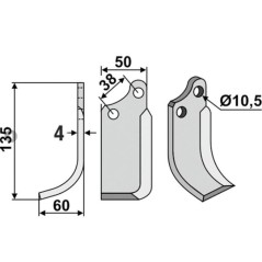 Lama motocoltivatore sx compatibile 350-027 AGRIA 1667-066-23