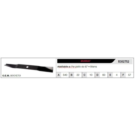 Lama MURRAY trattorino tagliaerba rasaerba tosaerba piatto da 42" R302752 | NewgardenParts.com