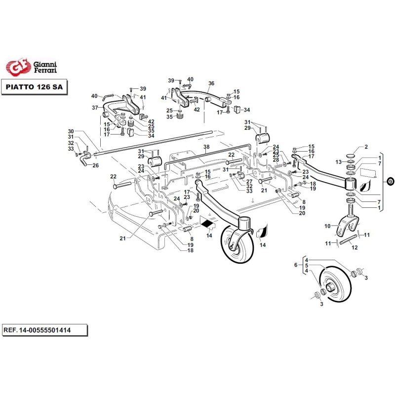 Braccio carrello anteriore premontato GIANNI FERRARI per piatto 126 SA