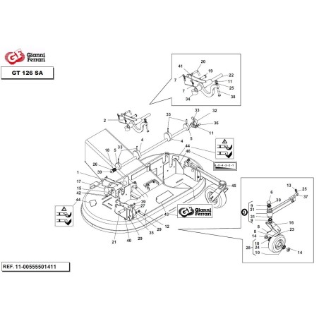 Braccio ruota per piatto di taglio GT 126 SA premontato GIANNI FERRARI | NewgardenParts.com