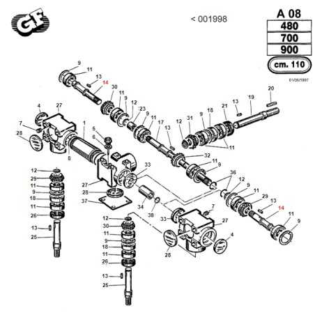 Albero calettato scatole laterali terna ORIGINALE GIANNI FERRARI 01.40.00.0383 | NewgardenParts.com