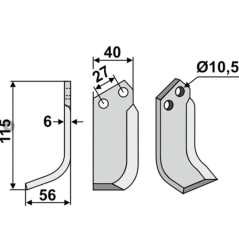 Lama zappa motocoltivatore motozappa fresa compatibile 350-055 725R destra B.C.S | NewgardenParts.com