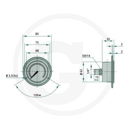Manomètre analogique WIKA 85000434, 400 bar, diamètre 63 mm