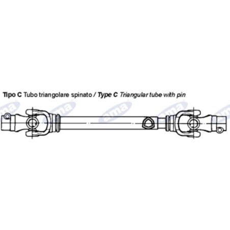 Albero cardanico AMA Cat. 2  omologato CE 2x1000mm  -  00958