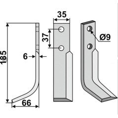 Lama angolo zappa motocoltivatore motozappa fresa 350-206 350-205 NIBBI BRUNO | NewgardenParts.com