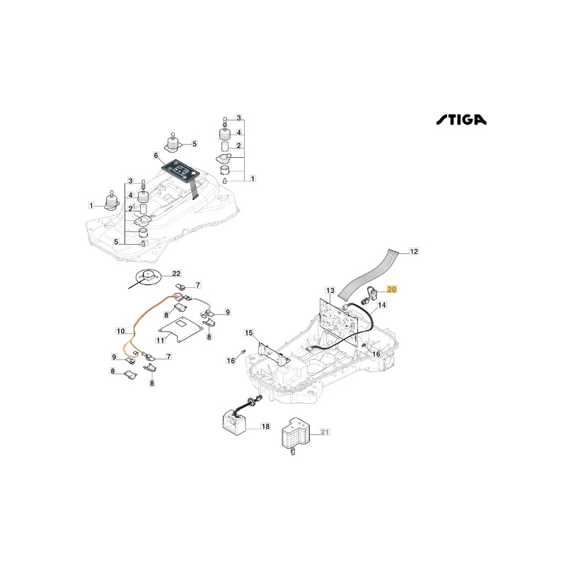 Cablaggio batteria ORIGINALE STIGA a3000 - a5000 rtk robot rasaerba 122063051/0