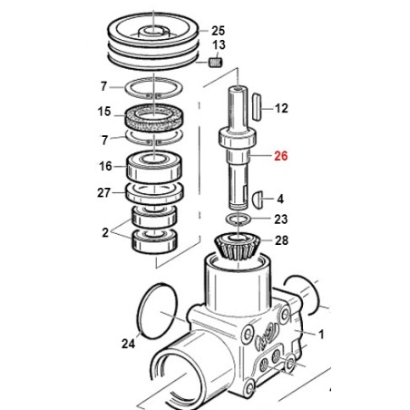 Albero corto portapuleggia doppia TURBO1 ORIGINALE GIANNI FERRARI 01.40.00.2430 | NewgardenParts.com