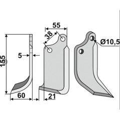 Lama zappa motocoltivatore motozappa fresa 350-031 350-032 AGRIA dx sx 155 mm | NewgardenParts.com