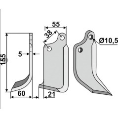 Lama zappa motocoltivatore motozappa fresa 350-031 350-032 AGRIA dx sx 155 mm | NewgardenParts.com