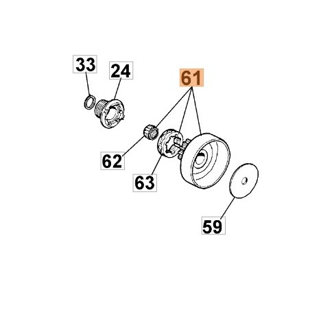 Campana frizione motosega modelli 970 971 980 981 985HD 097000207 OLEOMAC | NewgardenParts.com