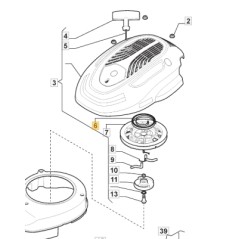 Muelle de arranque para cortacésped 125-43 AL446A AL546A ORIGINAL STIGA 118551621/0 | NewgardenParts.com